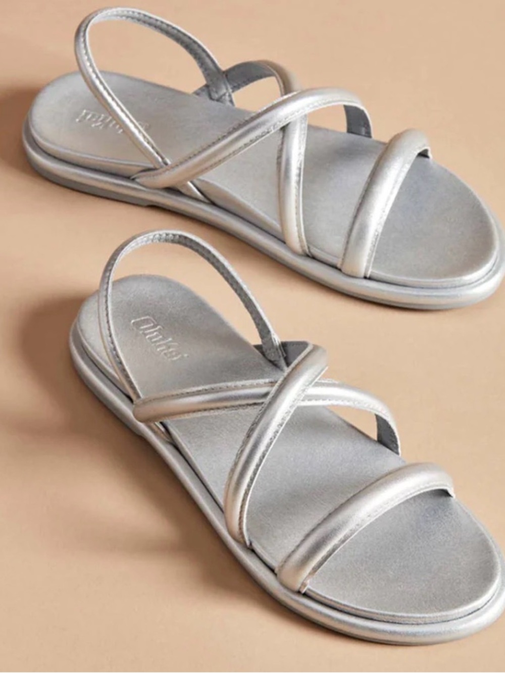 Women’s Metallic Silver Strappy Flat Sandals